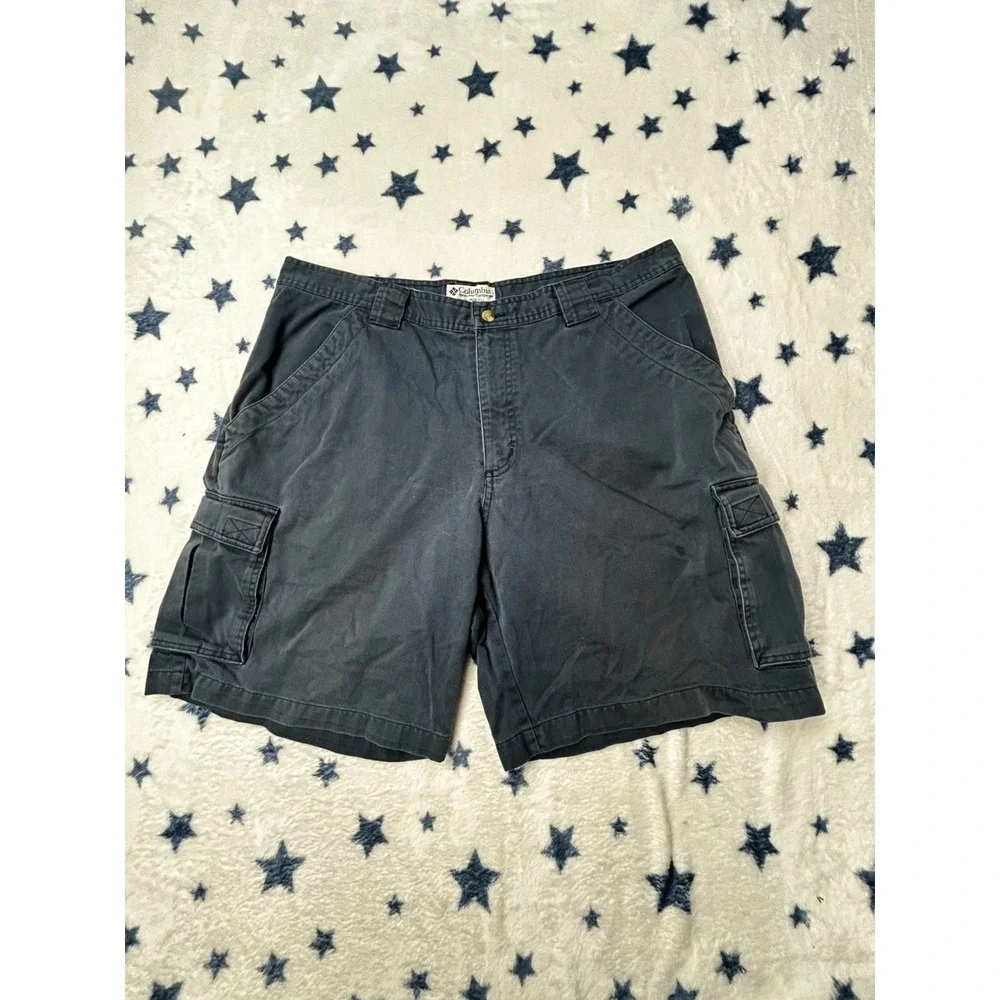 Columbia Mens 38 Cargo Shorts Blue Outdoor Hiking Utility Cotton Casual